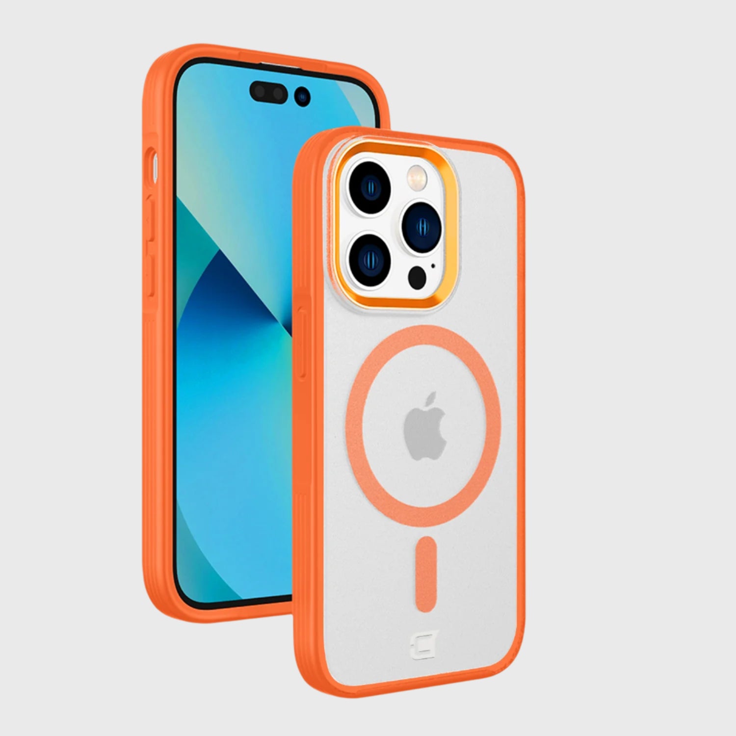 Fremont Grip Frost Clear Back avec caméra assortie et anneau Magsafe - Orange