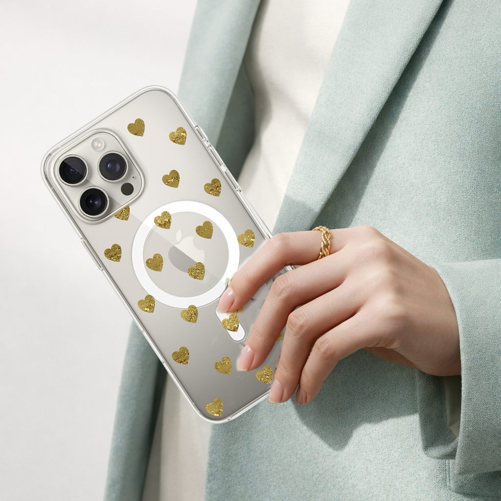 Gold Plum Hearts - iPhone 16 Pro