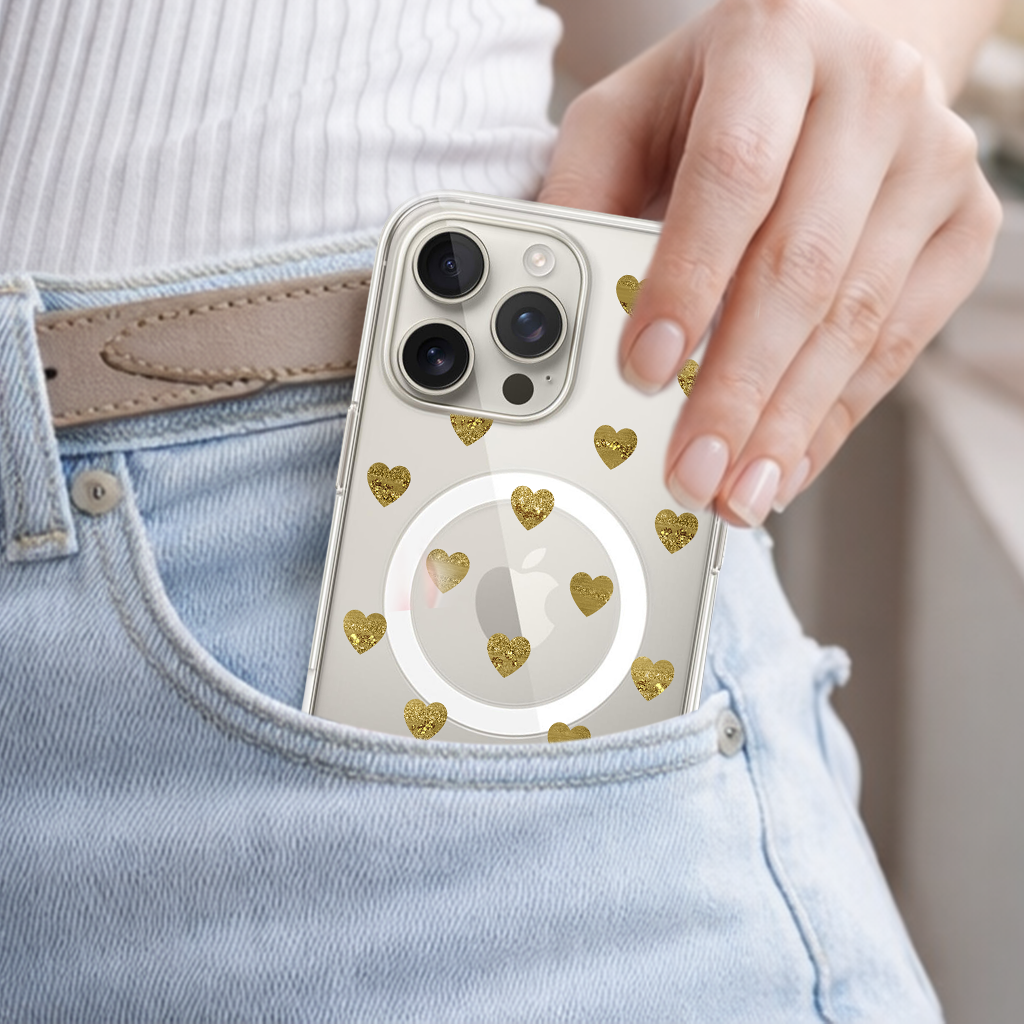 Gold Plum Hearts - iPhone 16 Pro