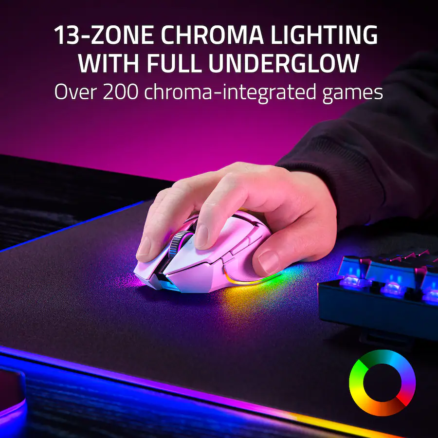 Razer Basilisk V3 Pro 30K DPI Wireless Gaming Mouse White (Razer Renewed)