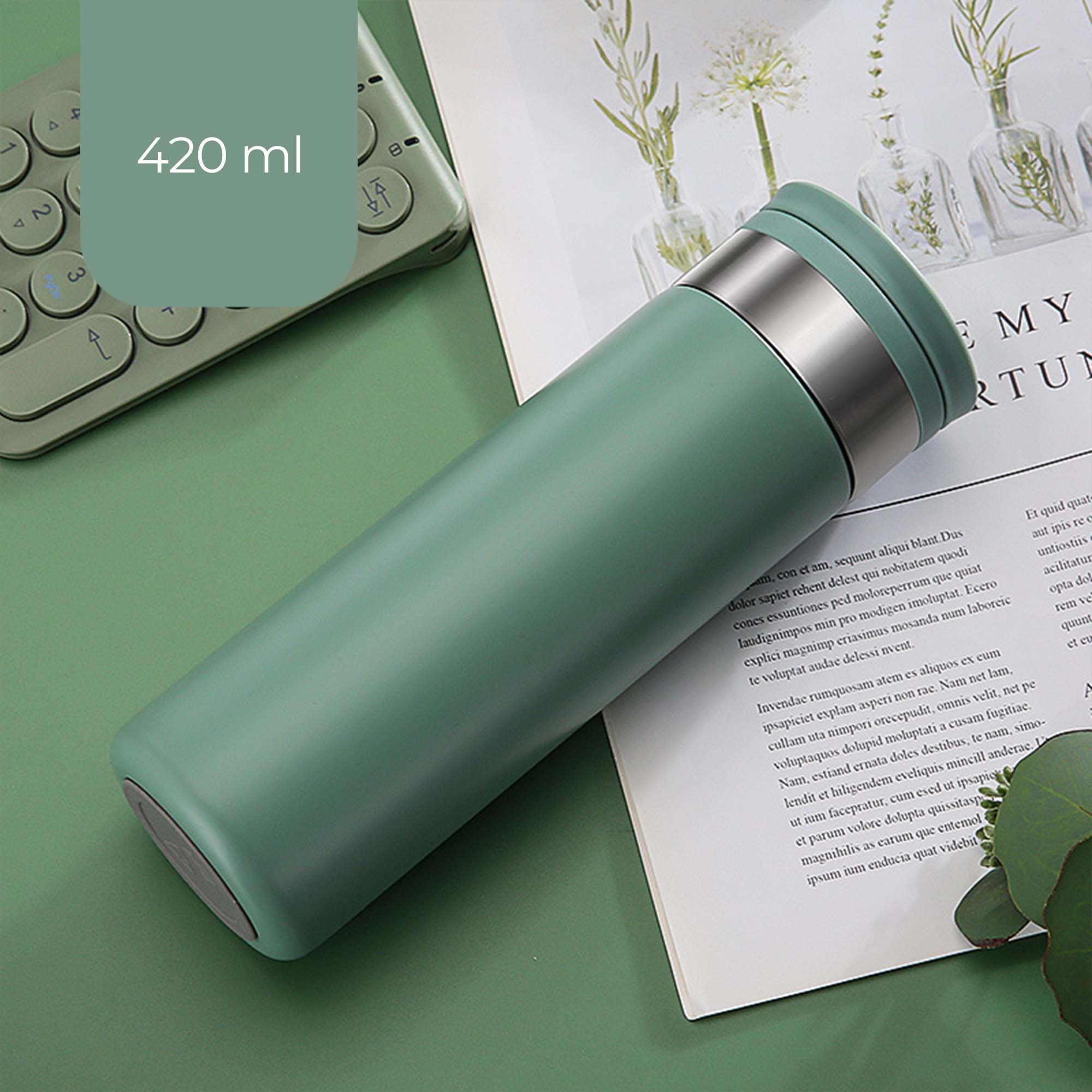 Thermos Water Bottle with Phone Stand and Mirror