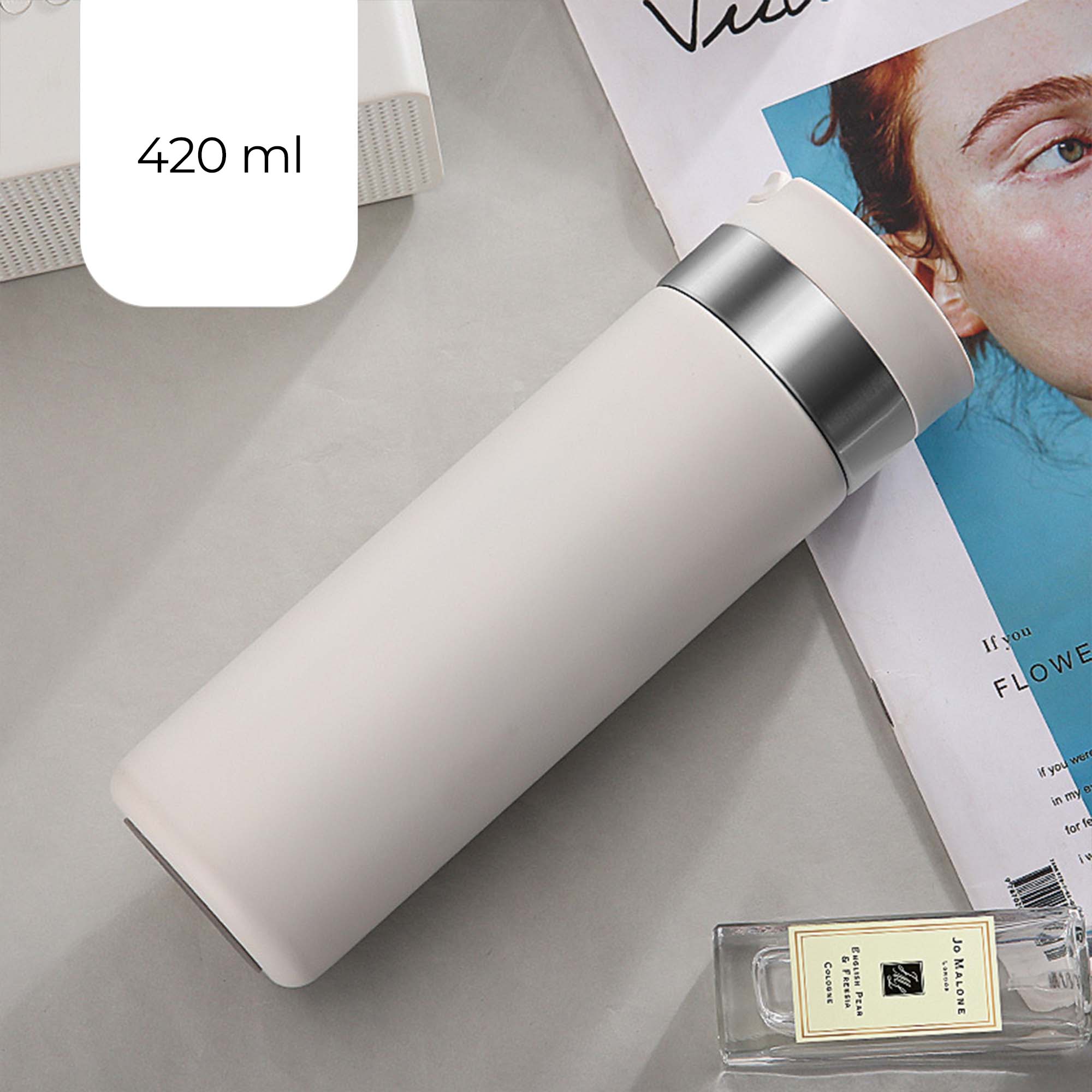 Thermos Water Bottle with Phone Stand and Mirror