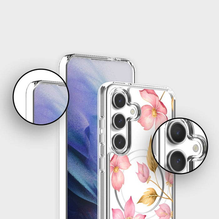 Pink Wildflower Clear Design Case with MagSafe - Samsung S24 FE