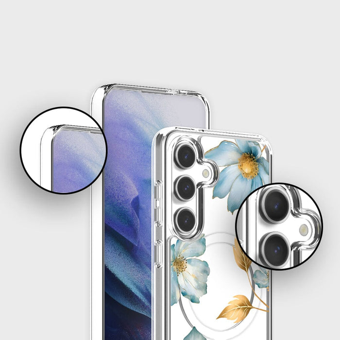 Blue Wildflower Clear Design Case with MagSafe - Samsung S24 FE