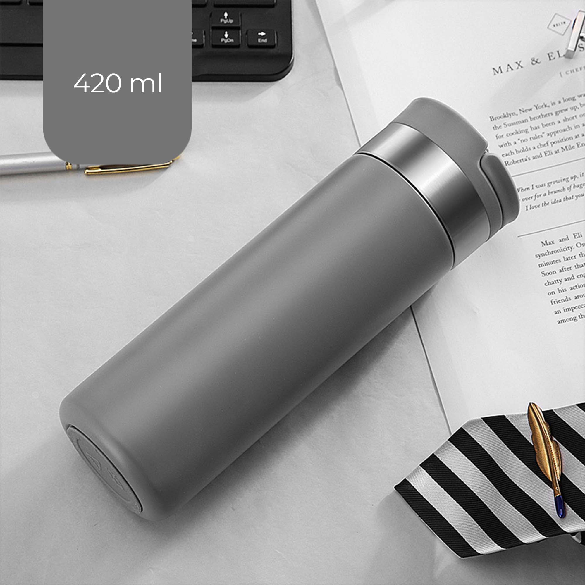 Thermos Water Bottle with Phone Stand and Mirror