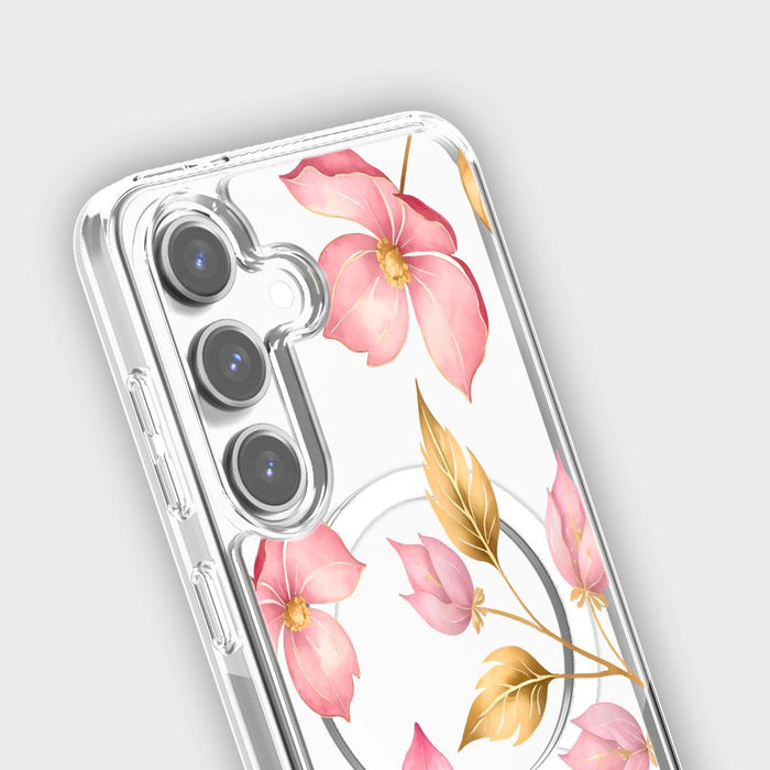 Pink Wildflower Clear Design Case with MagSafe - Samsung S24 FE