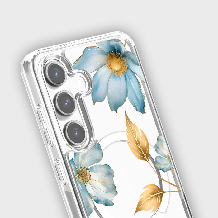 Blue Wildflower Clear Design Case with MagSafe - Samsung S24 FE