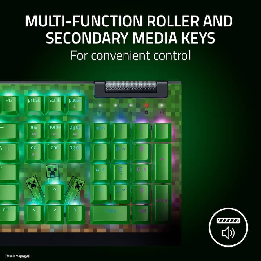 Razer Blackwidow V4 X Keyboard - Minecraft (Razer Renewed)