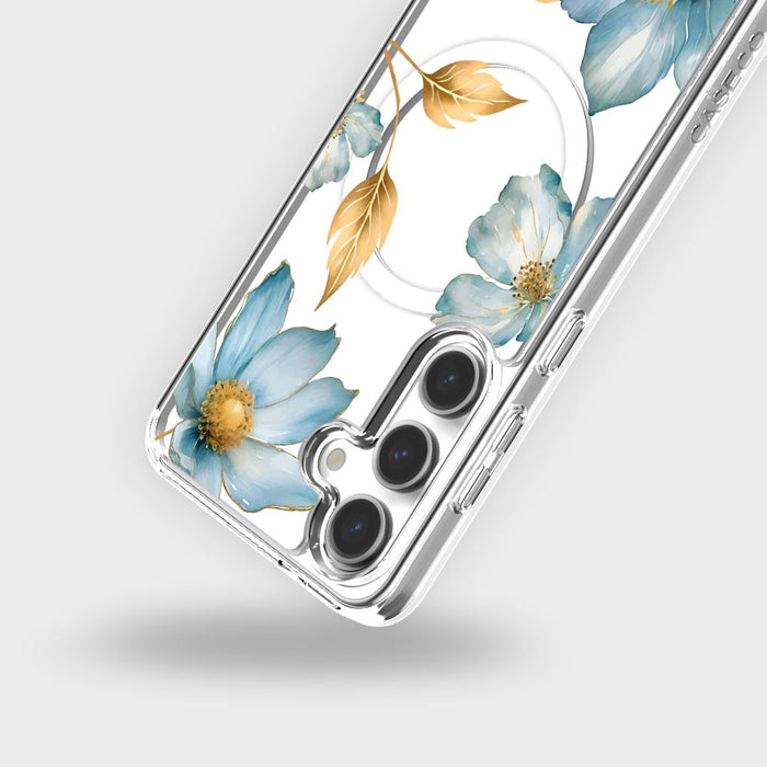 Blue Wildflower Clear Design Case with MagSafe - Samsung S24 FE