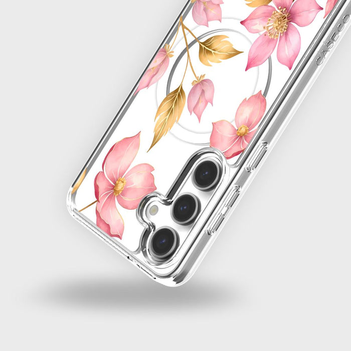 Pink Wildflower Clear Design Case with MagSafe - Samsung S24 FE