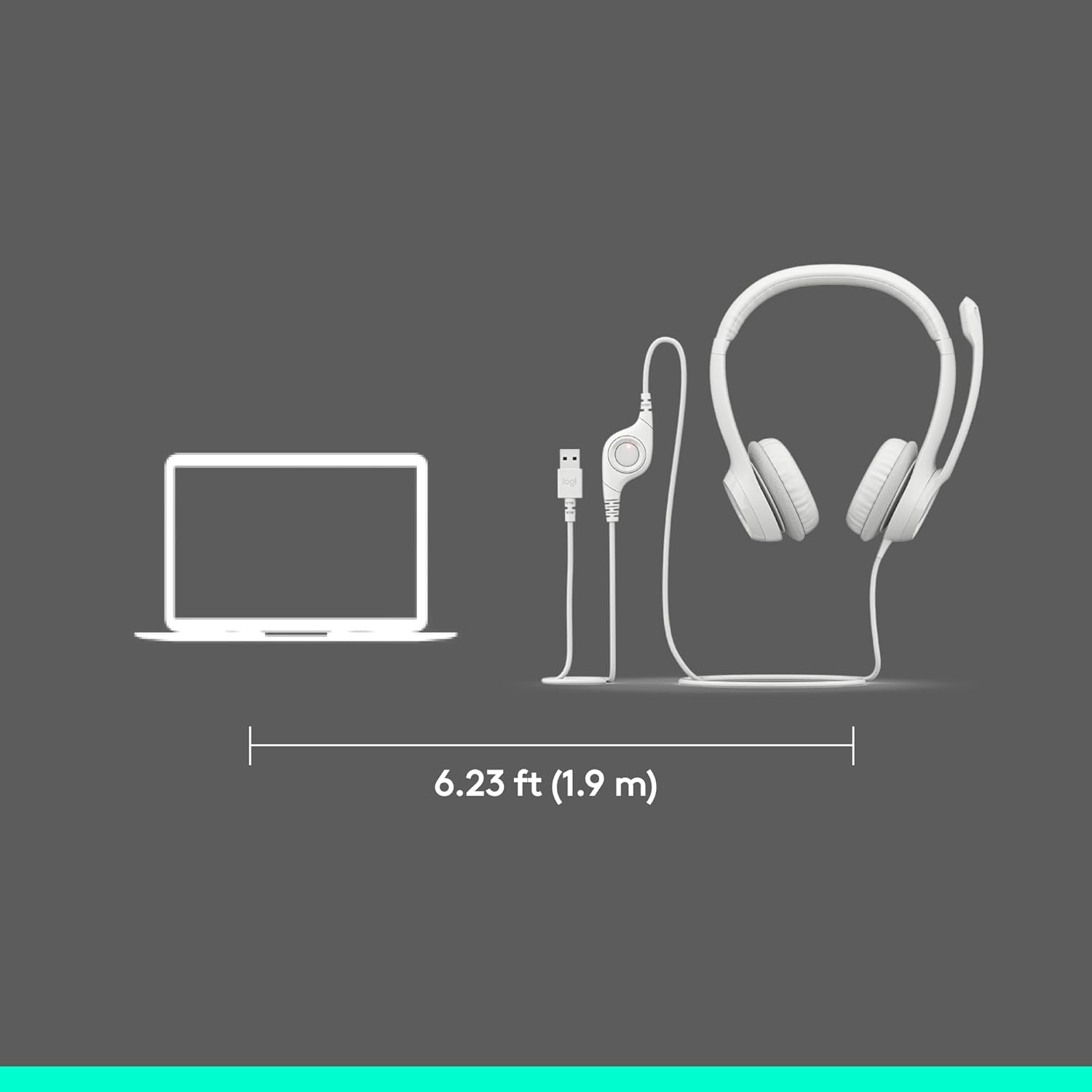 Logitech -  H390 USB Computer Headset - Off White
