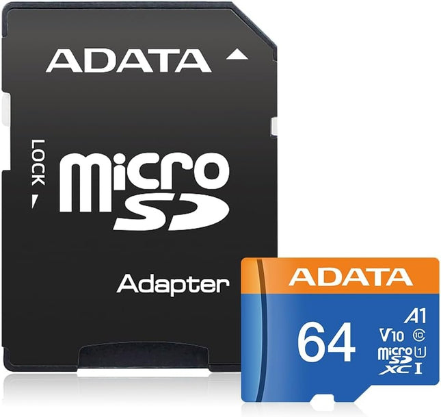 ADATA Premier 64GB MicroSDHC/SDXC UHS-I Class 10 V10 A1 Memory Card
