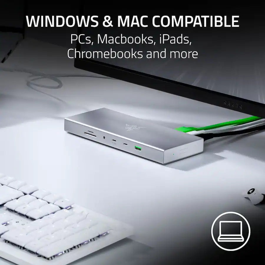 Razer USB 4 Dock Station 14-in-1 Multiports Adapter - Mercury White (Brand New Sealed)