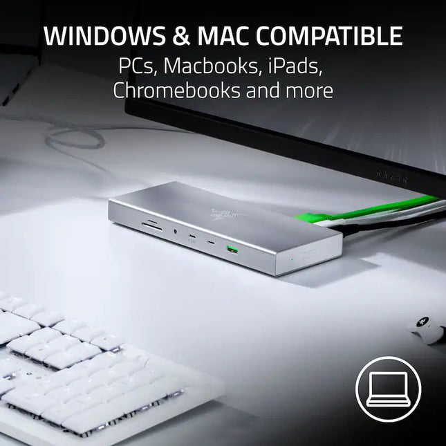 Razer USB 4 Dock Station 14-in-1 Multiports Adapter - Mercury White (Brand New Sealed)