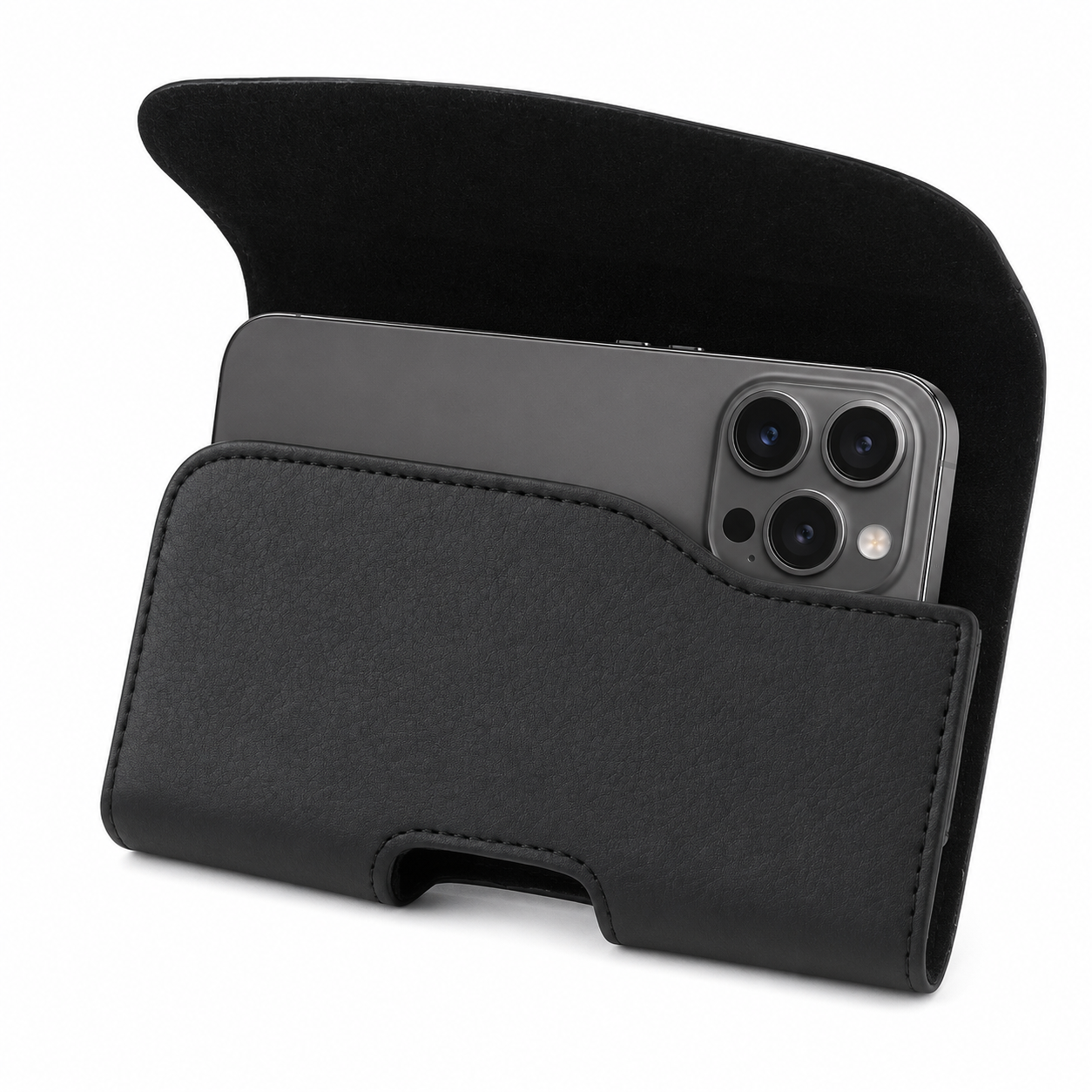 Vertical Leather Pouch With Magnetic Closure and Belt Loop In Black (7.0 x 3.9 x 0.7 Inches)