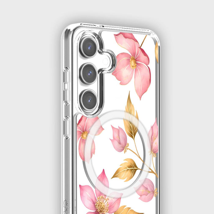 Pink Wildflower Clear Design Case with MagSafe - Samsung S24 FE