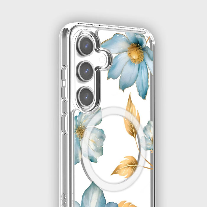 Blue Wildflower Clear Design Case with MagSafe - Samsung S24 FE