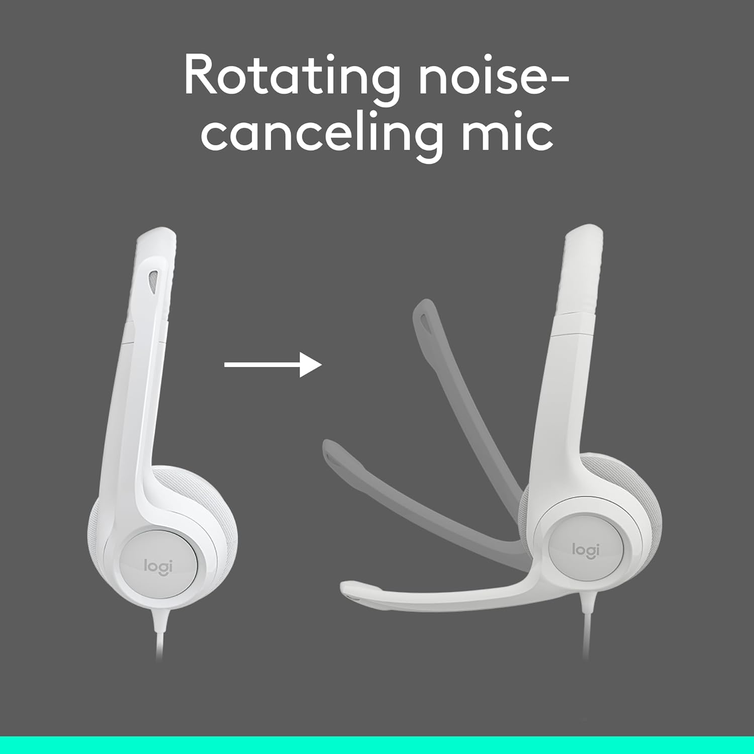 Logitech -  H390 USB Computer Headset - Off White