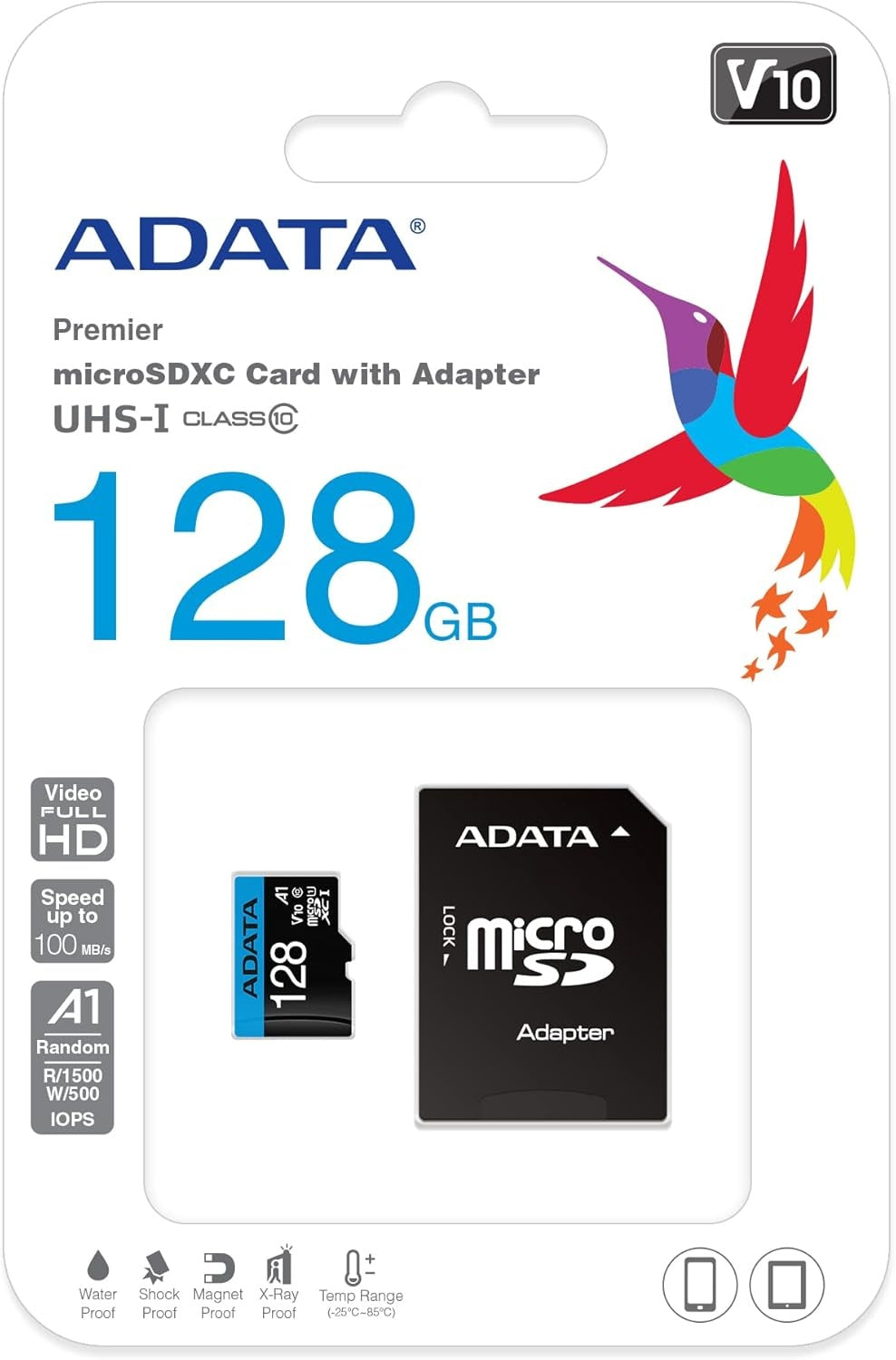 ADATA Premier 128GB MicroSDHC/SDXC UHS-I Class 10 V10 A1 Memory Card