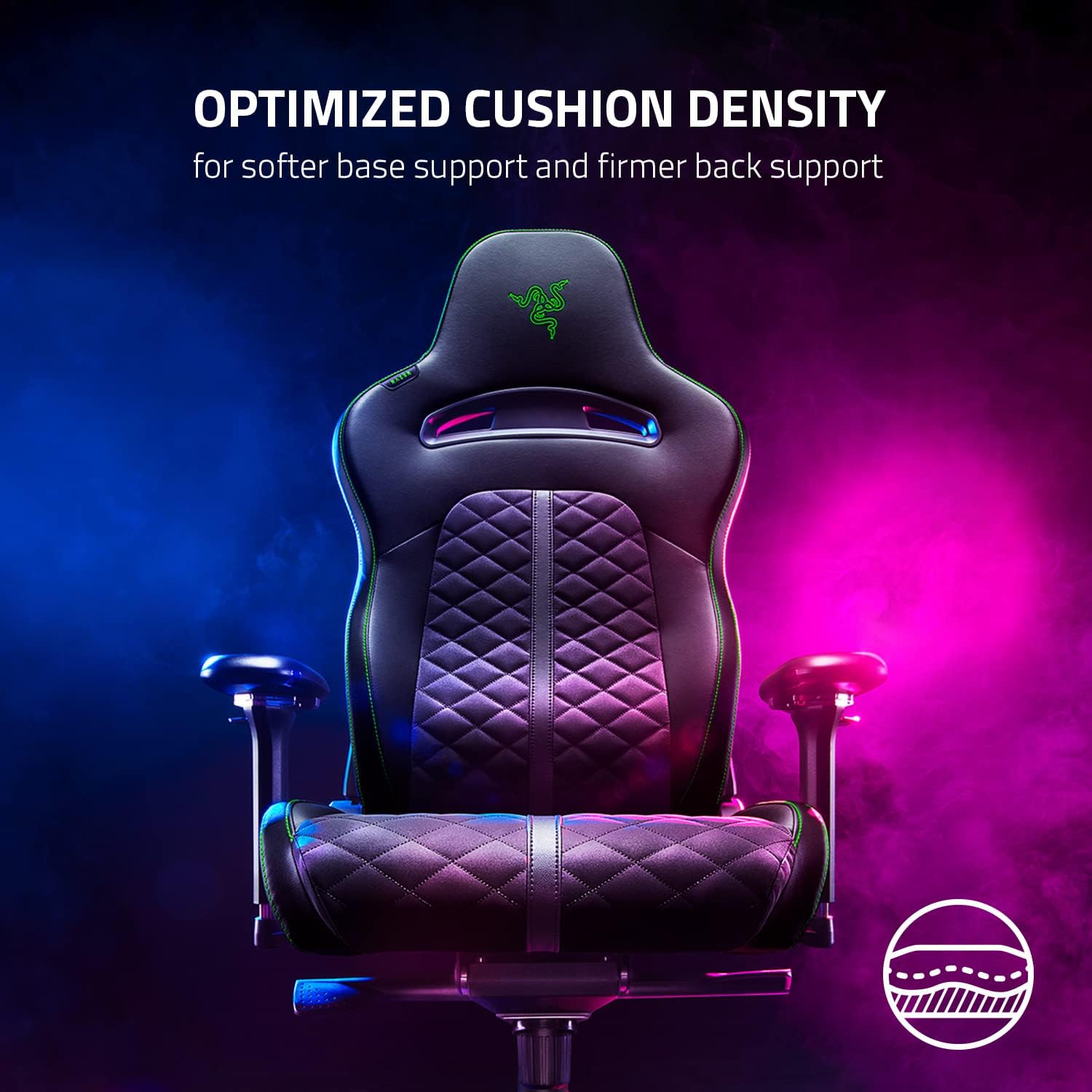 Green Razor Chair Razer Enki - Gaming Chair for All-Day Gaming Comfort - Black/Green (Ra ...