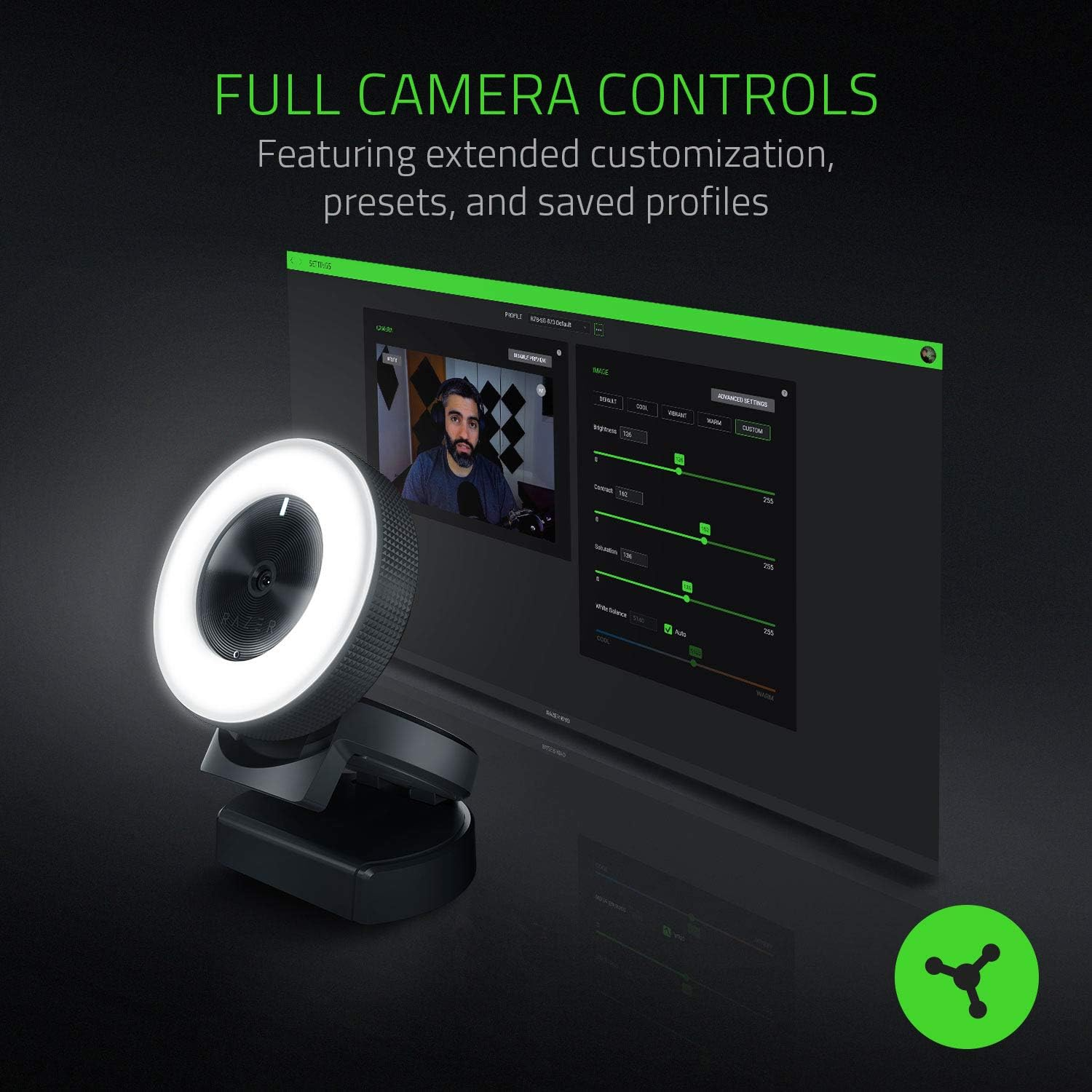 Razer Kiyo Ring Light Equipped Streaming Webcam (Razer Renewed)