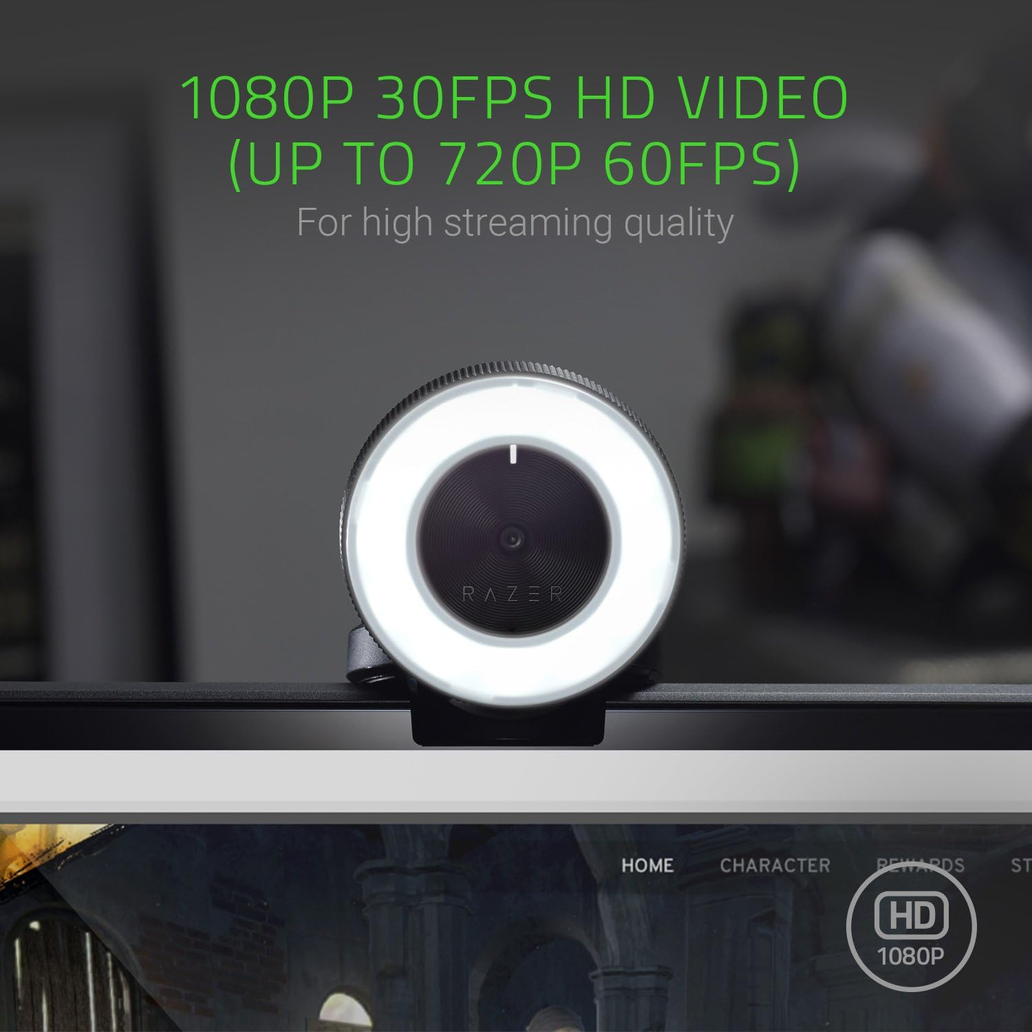 Razer Kiyo Ring Light Equipped Streaming Webcam (Razer Renewed)