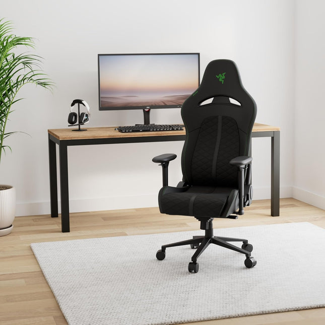 Razer Enki - Gaming Chair for All-Day Gaming Comfort - Black/Green (Razer Renewed)