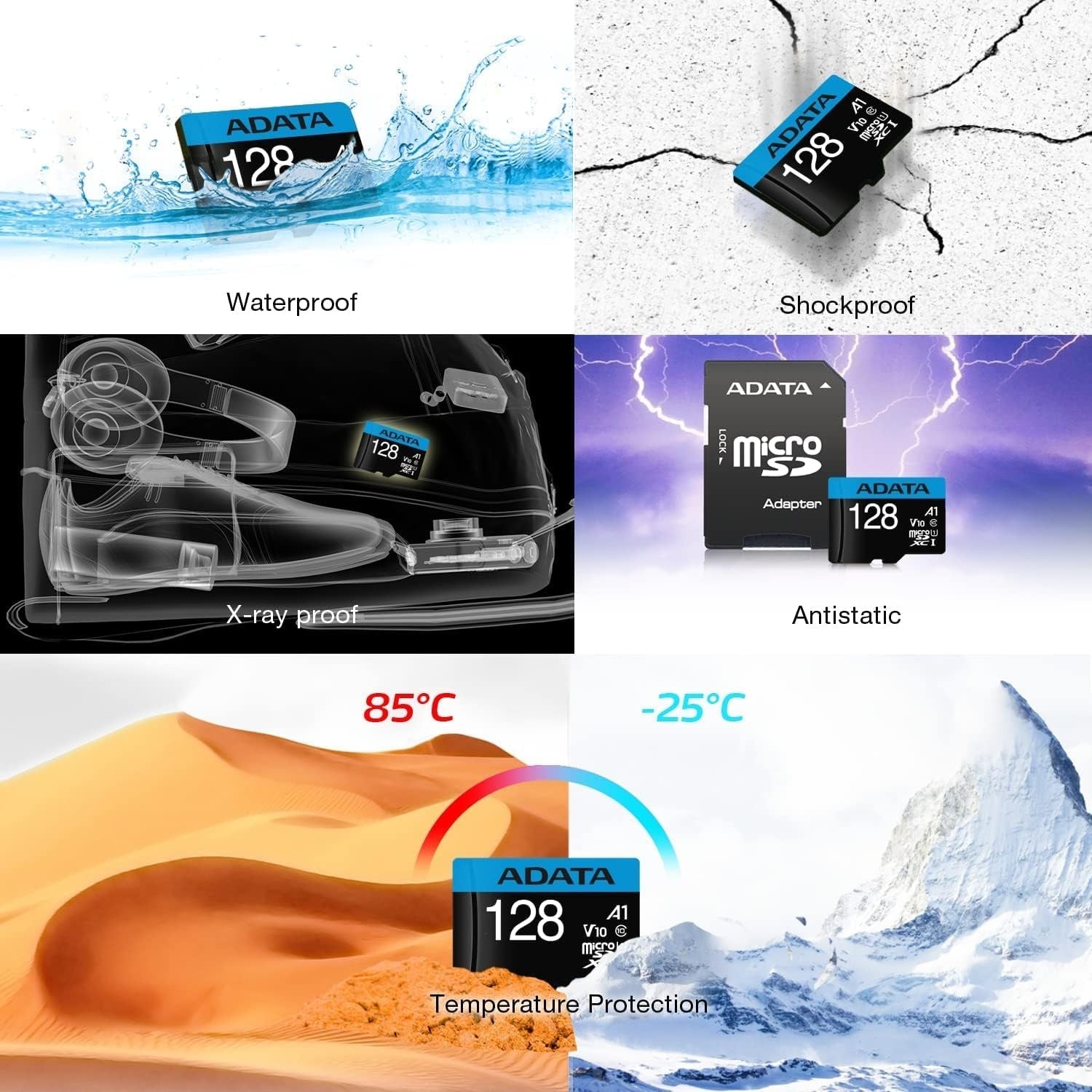 ADATA Premier 128GB MicroSDHC/SDXC UHS-I Class 10 V10 A1 Memory Card