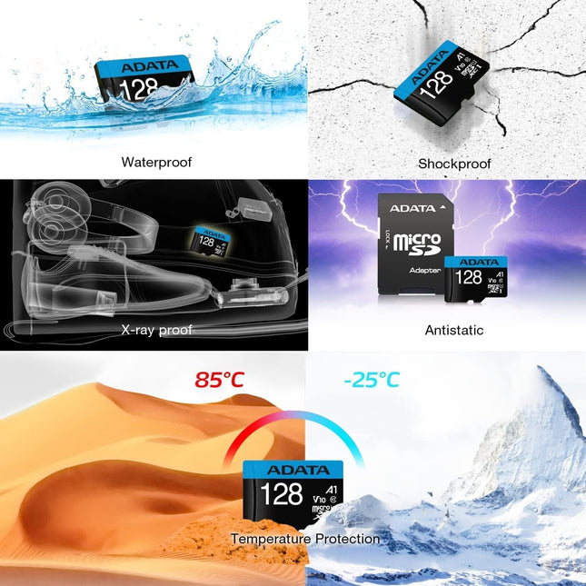 ADATA Premier 128GB MicroSDHC/SDXC UHS-I Class 10 V10 A1 Memory Card