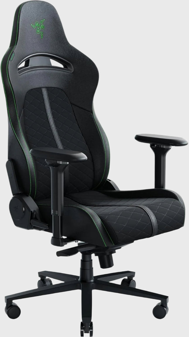 Razer Enki - Gaming Chair for All-Day Gaming Comfort - Black/Green (Razer Renewed)