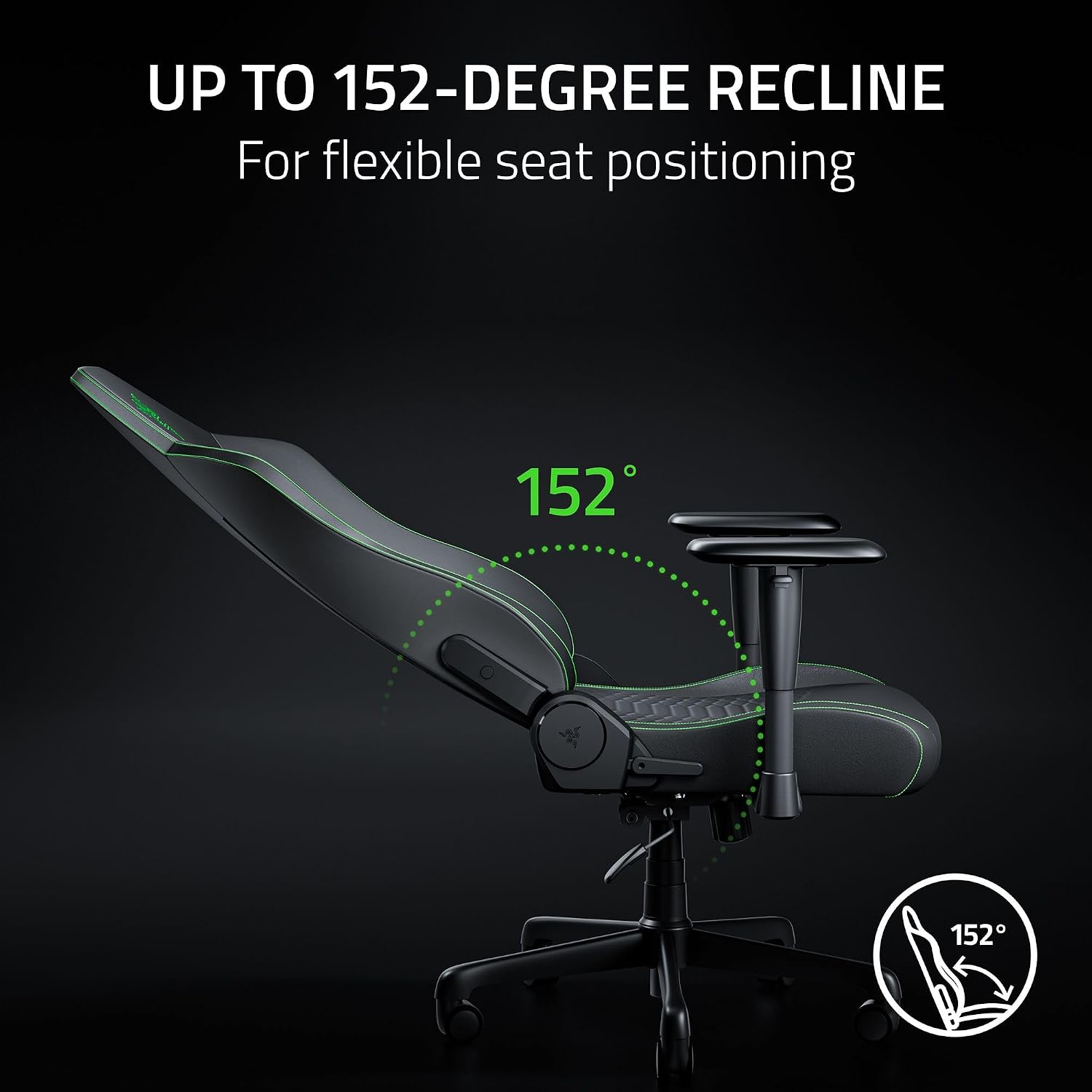 Razer Iskur V2 X Newgen Gaming Chair - Black/Green (Razer Renewed)