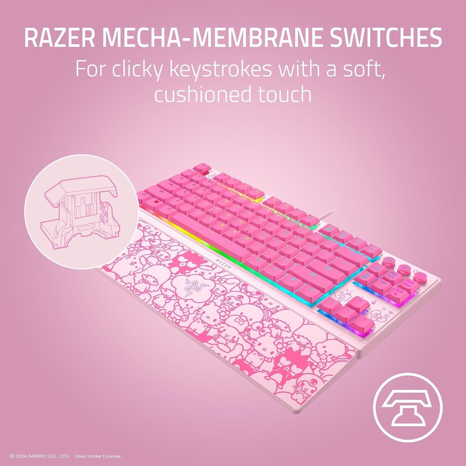 Ornata V3 Tenkeyless Keyboard - Hello Kitty - US Layout (Razer Renewed)
