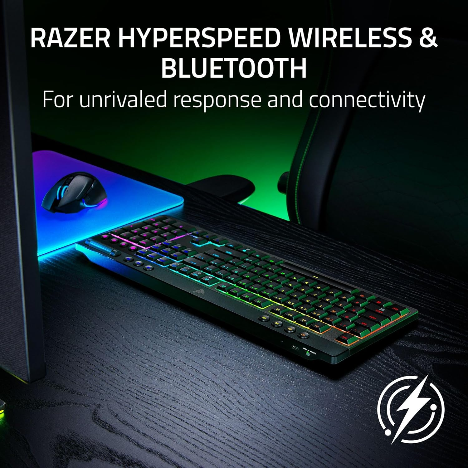 Razer BlackWidow V4 Low Pro HyperSpeed Wireless Keyboard (Razer Renewed)
