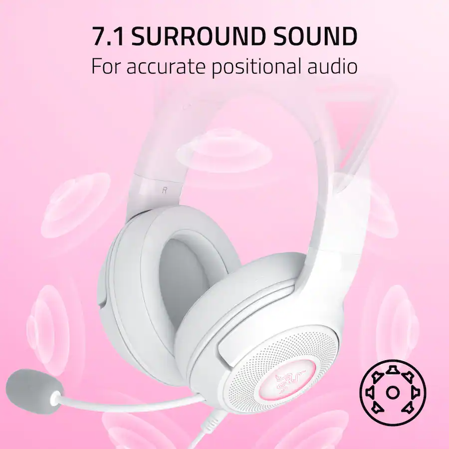 Razer Kraken Kitty V2 Wired Gaming Headset White (Razer Renewed)