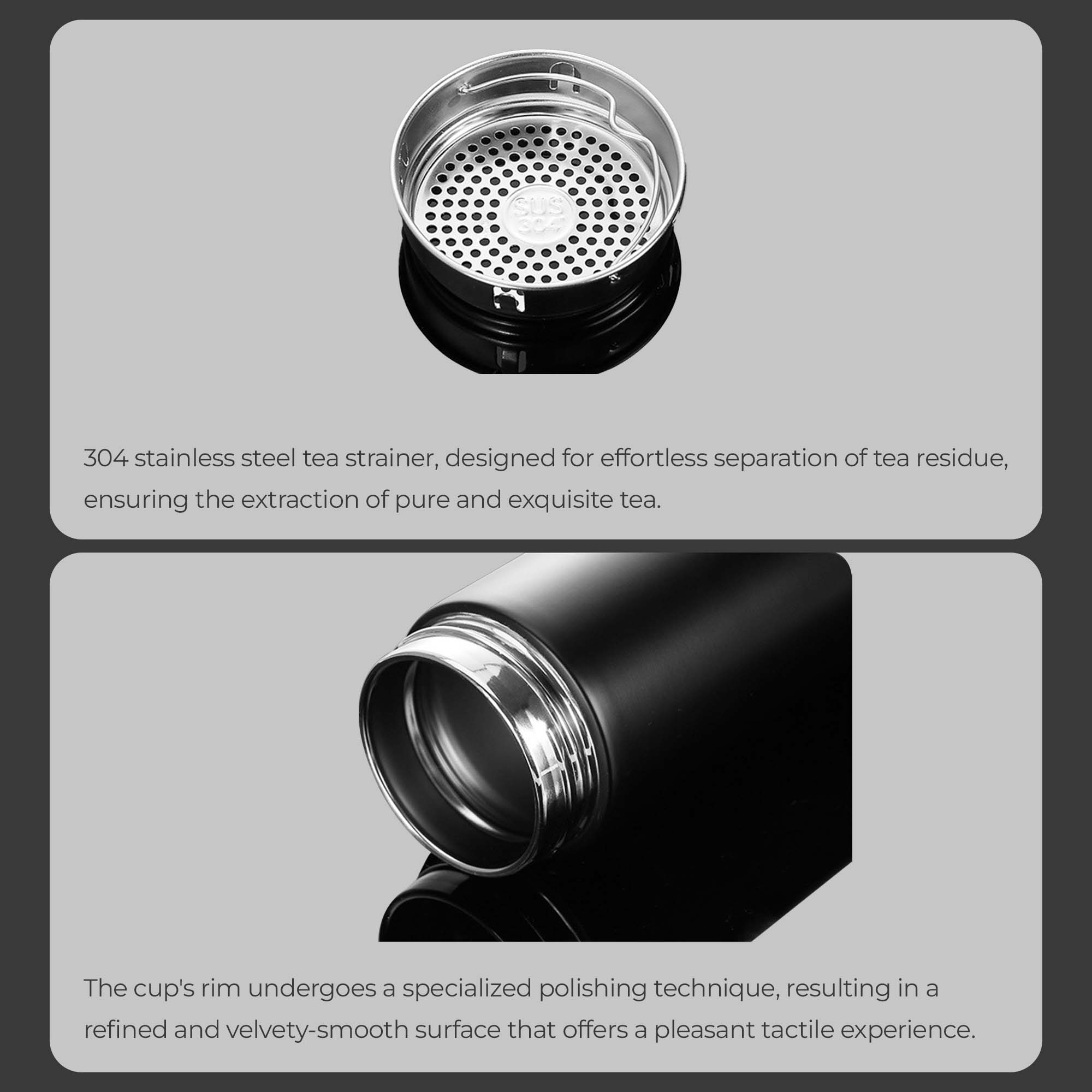 Thermos Water Bottle with Phone Stand and Mirror