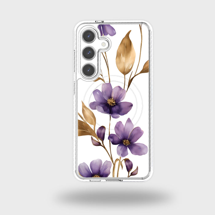 Purple Wildflower Clear Design Case with MagSafe - Samsung S24 FE