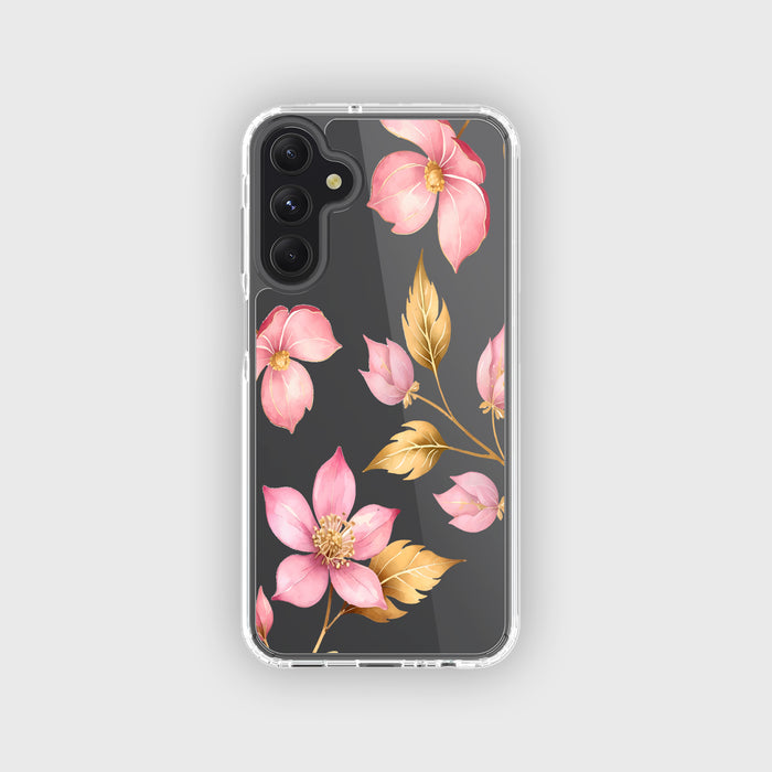 Pink Wildflower Clear Design Case with MagSafe