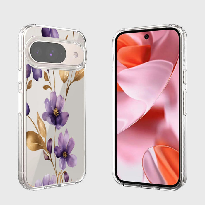 Purple Wildflower Clear Design Case with MagSafe - Google Pixel 9 / 9 Pro