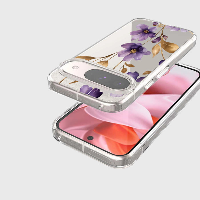 Purple Wildflower Clear Design Case with MagSafe - Google Pixel 9 / 9 Pro