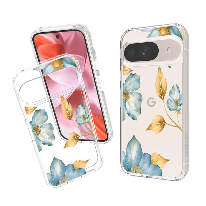 Blue Wildflower Clear Design Case with MagSafe - Google Pixel 9 / 9 Pro