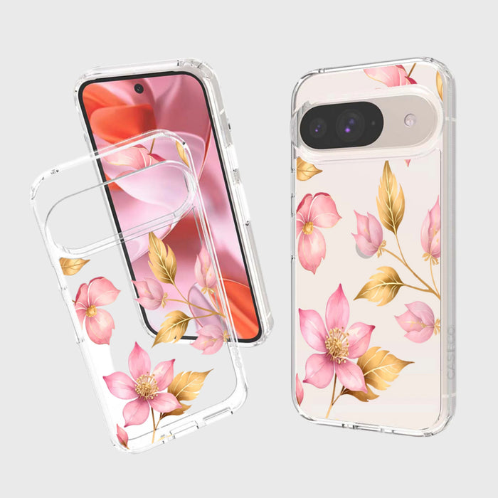 Pink Wildflower Clear Design Case with MagSafe - Google Pixel 9 / 9 Pro