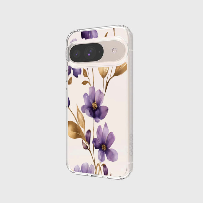 Purple Wildflower Clear Design Case with MagSafe