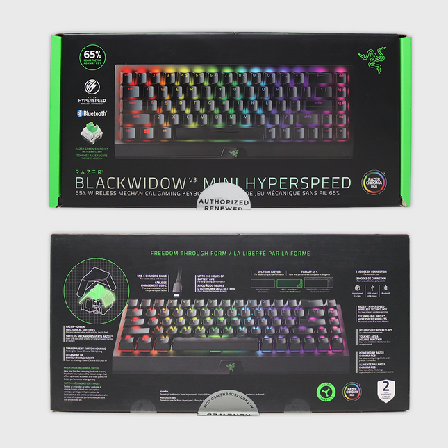 Razer BlackWidow V3 Mini HyperSpeed 65% Wireless Mechanical Gaming Keyboard (Razer Renewed)