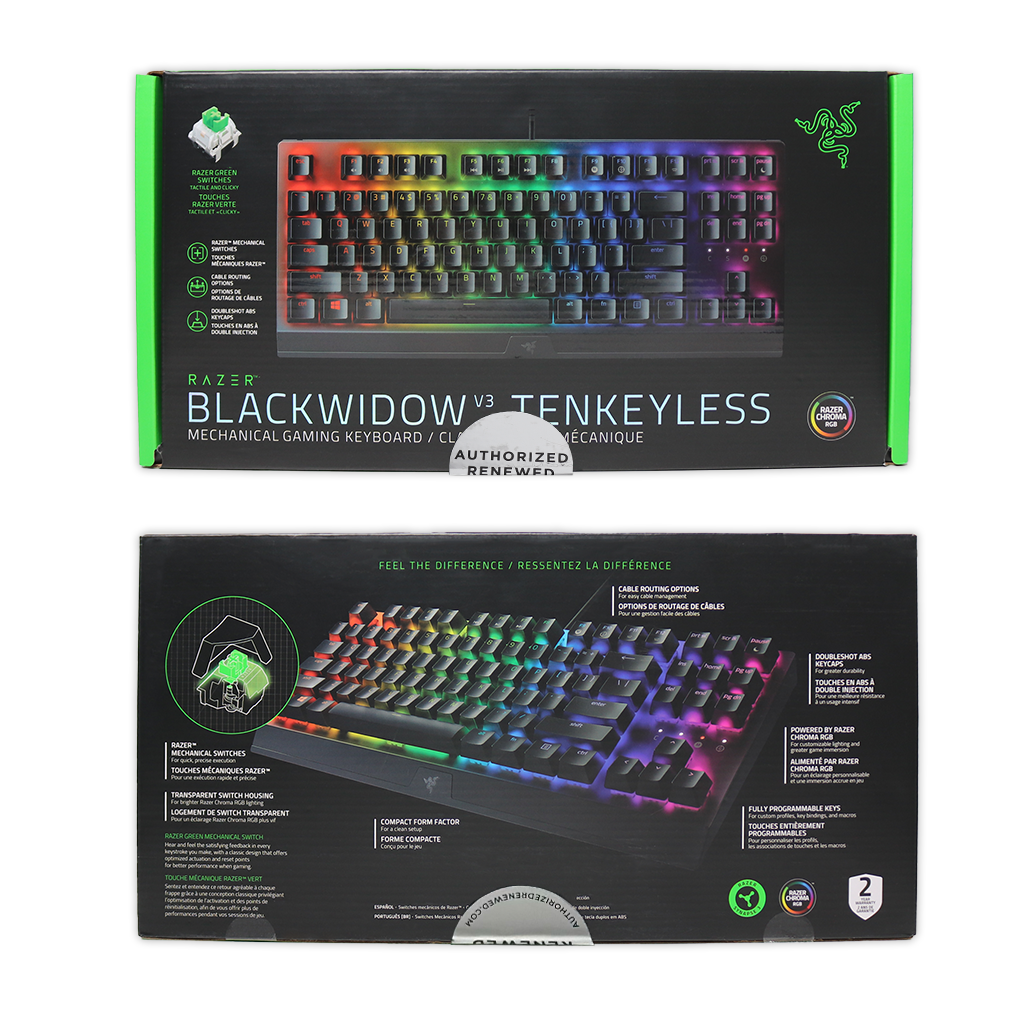Razer BlackWidow V3 Tenkeyless TKL Mechanical Gaming Keyboard (Razer Renewed)