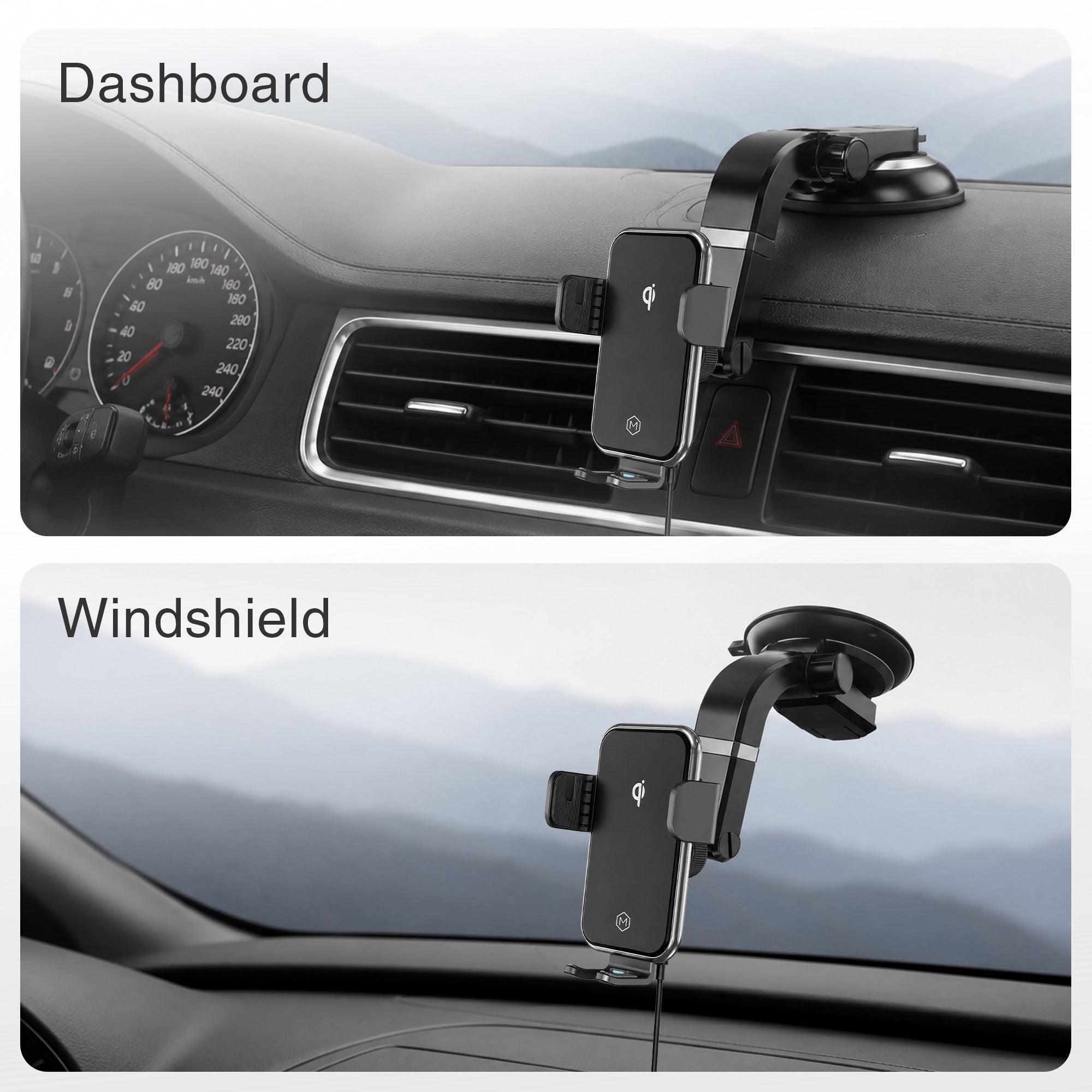 Mighty Mount Auto Grip Fast Wireless Car Charger with Multi Angle Suction Cup Mount Qi Certified