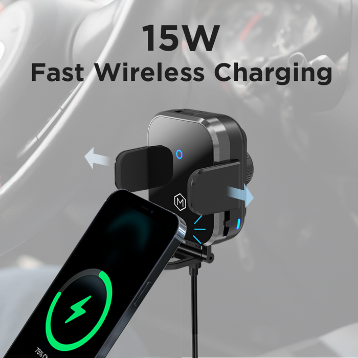 Fast Wireless Car Charger Cup Holder Phone Mount - Mini Grip Cradle