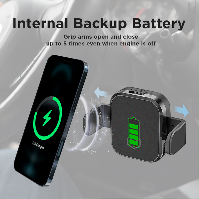 Mini Grip Cradle - 15W Wireless Charger with Vent & Dash Mount & PD20 Car charger