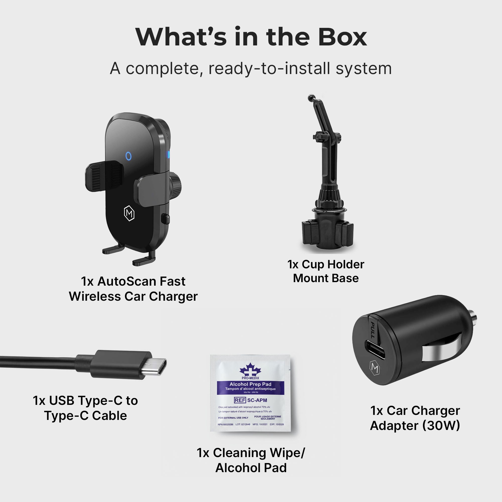 Auto Scan Fast Wireless Cup Holder Phone Mount Charger - Auto Grip