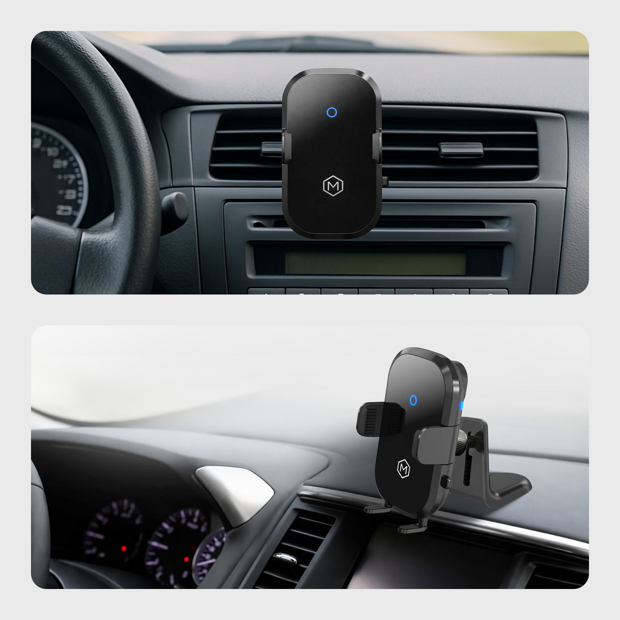 Auto Scan Grip Cradle - 15W Wireless Charger with Vent & Dash Mount & PD20 Car charger