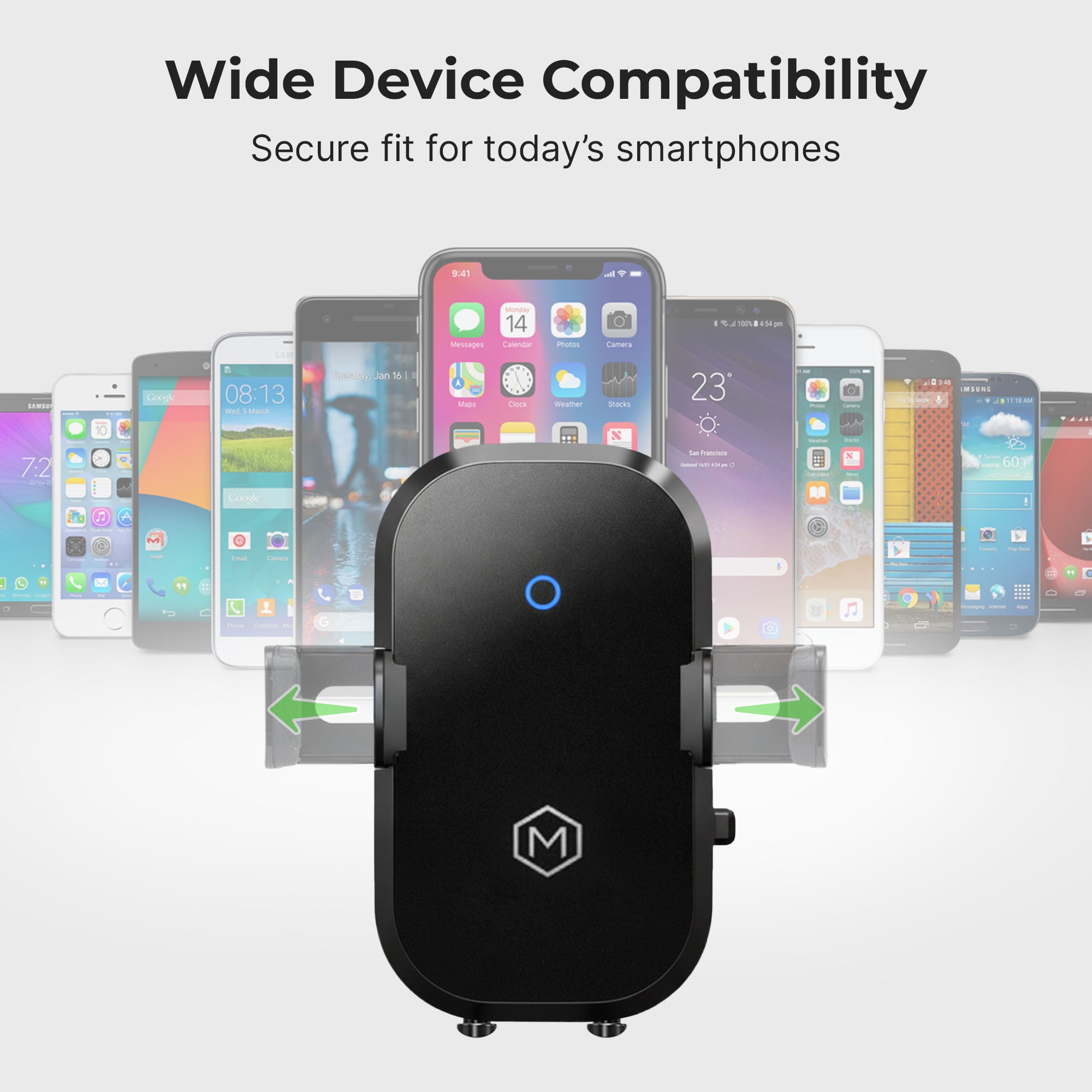 Auto Scan Fast Wireless Car Charger Mount with Multi-Angle Adjustable Suction Cup